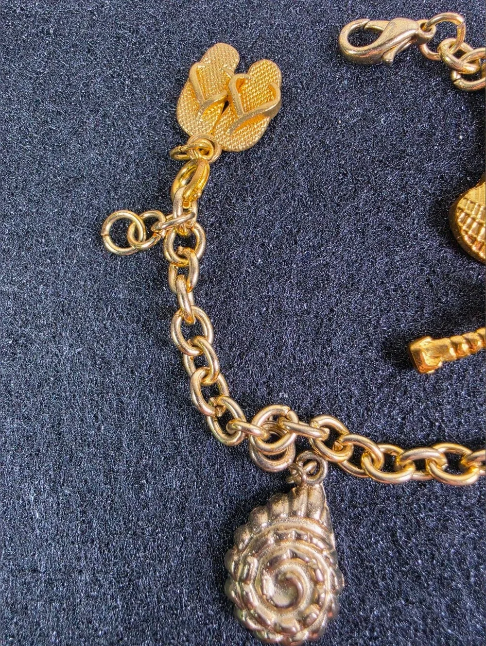 Gold Charm Bracelet with 'Di' Letter and Sea-themed Charms